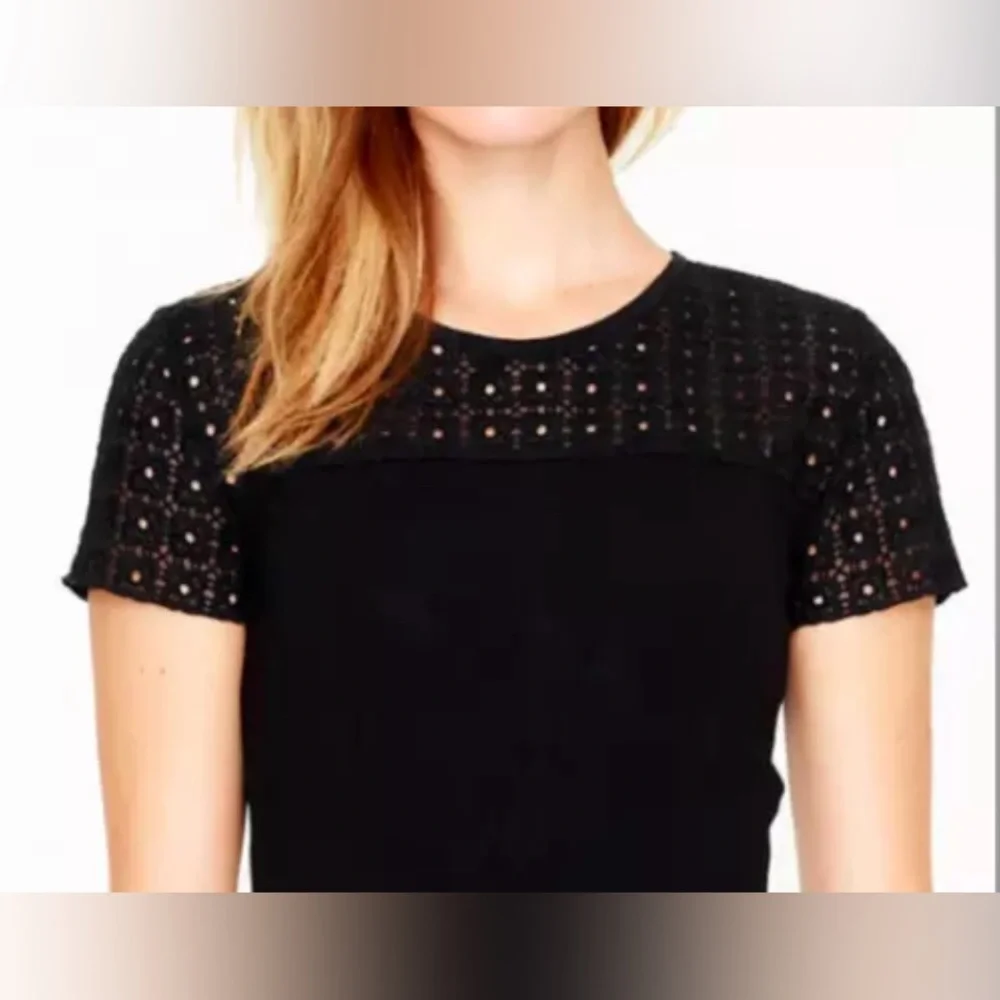 J. Crew Black Eyelet Mini Dress Size 6